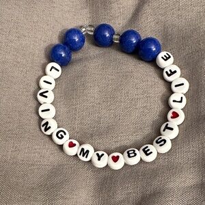 Blue and White Beaded Bracelet